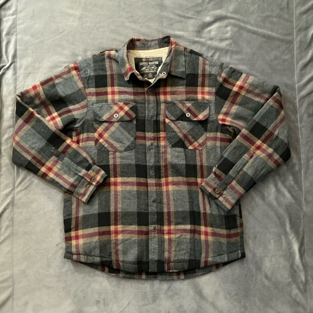 Grizzly Moutain Plaid Flannel Sherpa Lined Men's Shirt